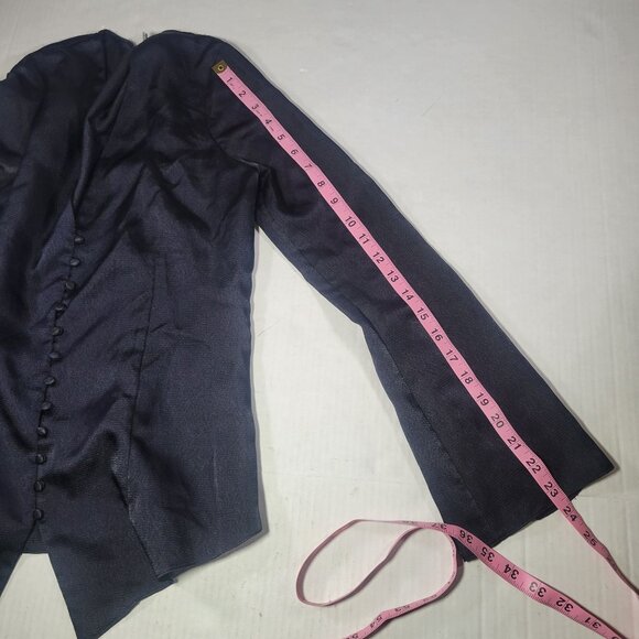Joie Black Elegant Button-Front Satin Blouse With Bell Sleeves Size XS - Picture 7 of 9